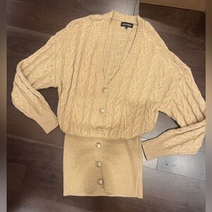 Retrofete Tan Cable Knit Cardigan